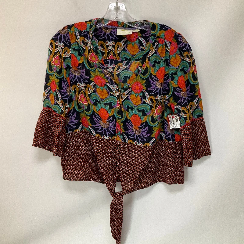 Fashion Sweaters Top 3/4 Sleeve By Maeve In Multi-colored, Size: M