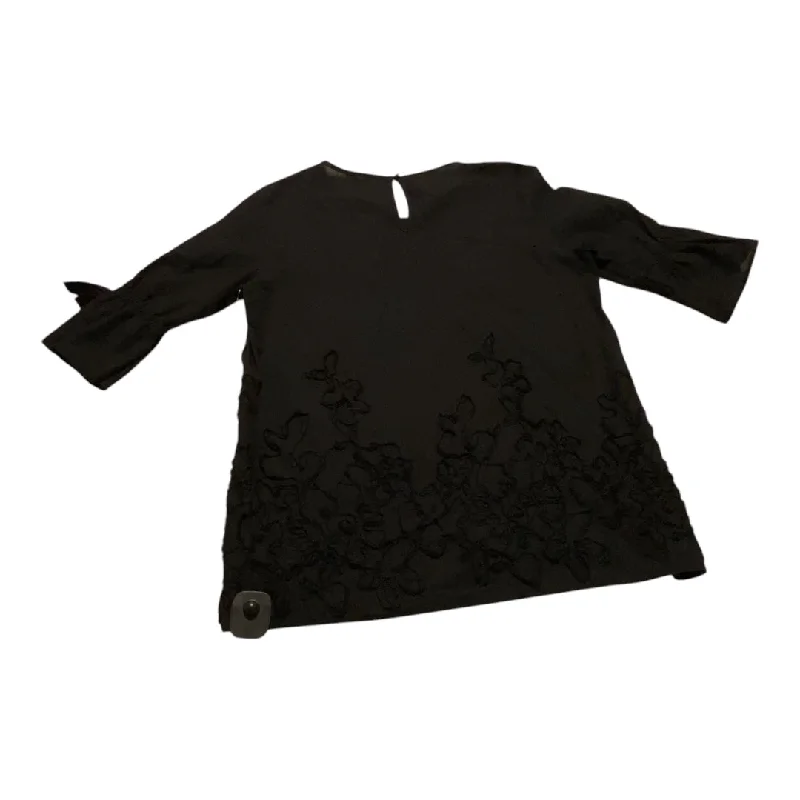 Versatile Jeans Top 3/4 Sleeve By Pleione In Black, Size: S