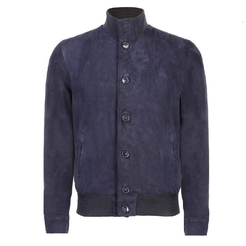 Sporty T-shirts MCKINNON & CO Suede Leather Bomber Jacket NAVY REG