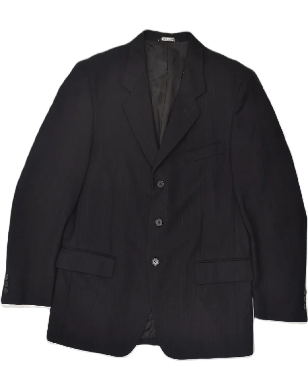 Sporty Bottoms MARLANE Mens 3 Button Blazer Jacket IT 50 Large Black Pinstripe