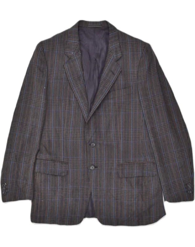 Everyday Jackets AQUASCUTUM Mens 2 Button Blazer Jacket IT 50 Large Grey Check Wool