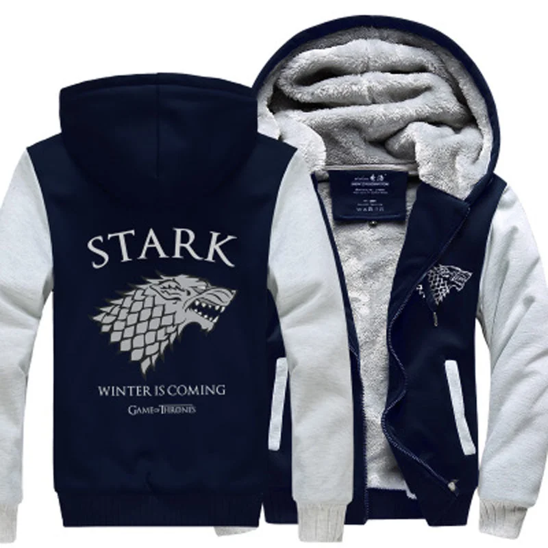 Winter Fashion Fleece Thicken Sweatshirt Men Brand High Quality Jackets Coat Men's Sweatshirt Game of Thrones House