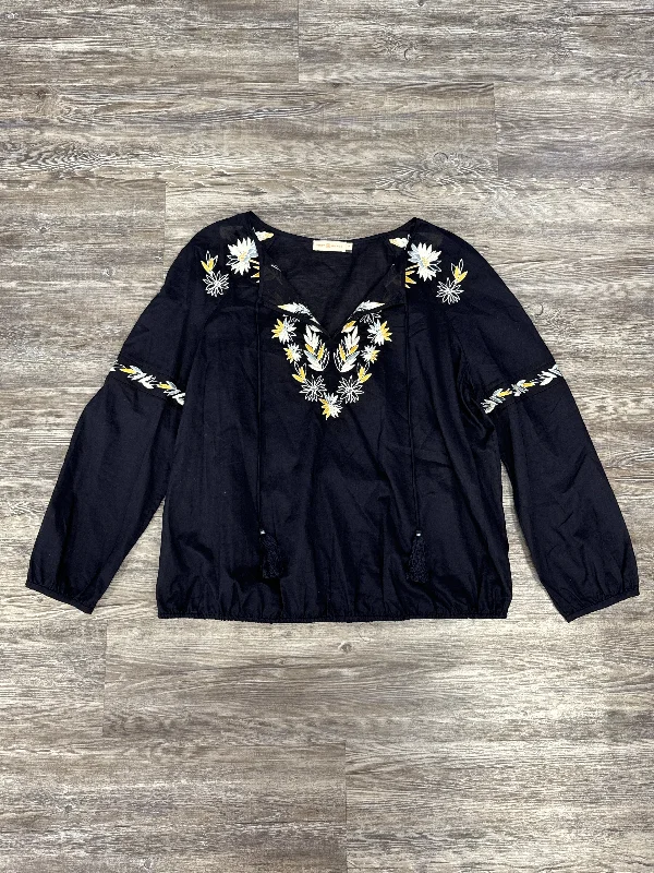 Cozy Outerwear Navy Top Long Sleeve Designer Tory Burch, Size 14