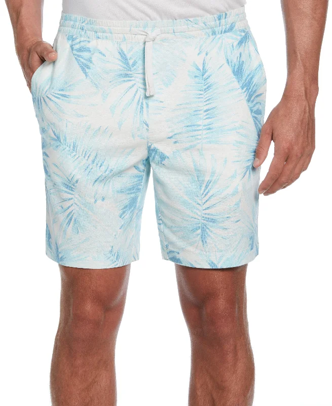 Warm Casuals Linen Blend Palm Print Short