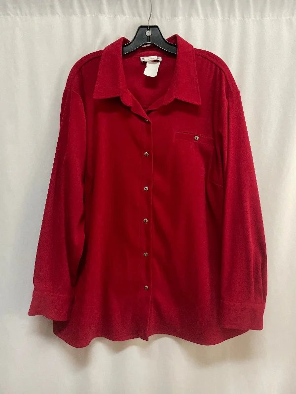 Winter Fashion Top Long Sleeve By Cm Shapes In Red, Size: 2x