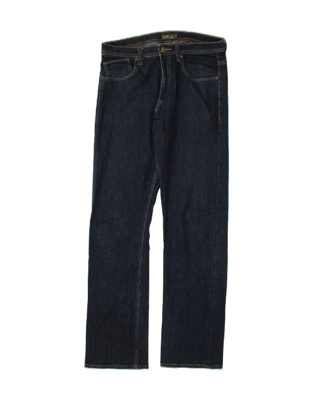 Warm Casuals LEE Mens Straight Jeans W32 L33 Navy Blue Cotton