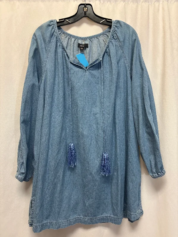 Relaxed Footwear Tunic Long Sleeve By Ellos In Blue, Size: M