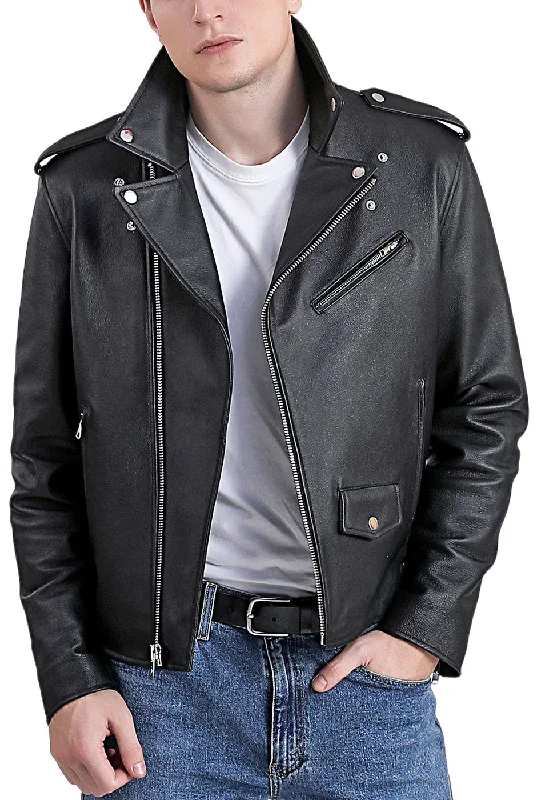 Stylish Hoodies BGSD Men City Cowhide Leather Motorcycle Jacket