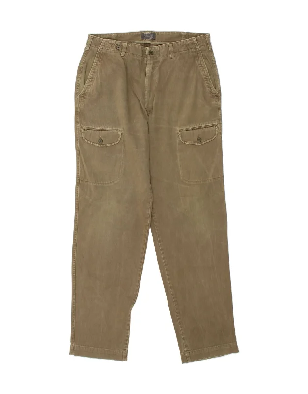 Sporty Looks MASON'S Mens Tapered Cargo Trousers W35 L34 Khaki Cotton