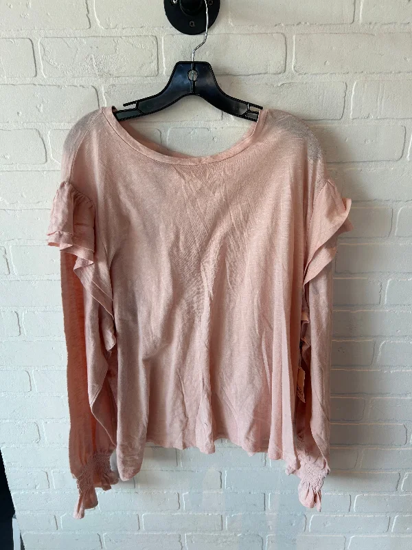 Casual Tops Top Long Sleeve By Ana In Peach, Size: 3x