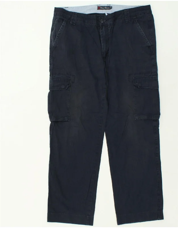 Basic Hoodies CONTE OF FLORENCE Mens Straight Cargo Trousers IT 54 2XL W38 L30 Navy Blue