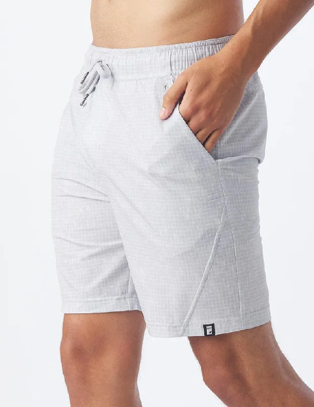 Trendy Jeans Versatility Short 7.5": Ash Grey Grid Print