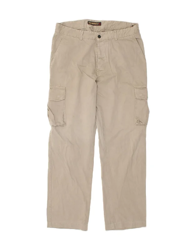 Relaxed Tops 40WEFT Mens Straight Cargo Trousers W38 L32 Beige Cotton