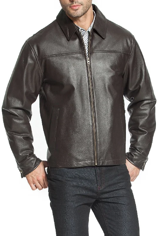 Fashion Accessories BGSD Men Greg Open Bottom Zip Front Leather Jacket