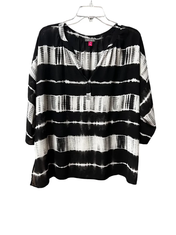 Stylish Hoodies Top 3/4 Sleeve By Vince Camuto In Tie Dye Print, Size: 1x