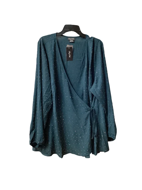 Minimal Tops Top Long Sleeve By City Chic In Green, Size: Xxl