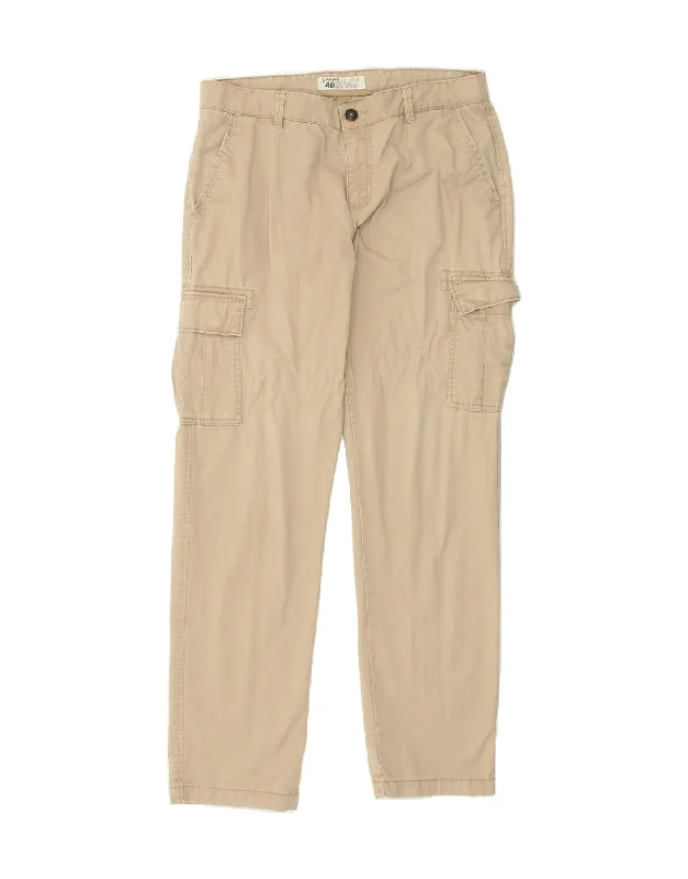 Warm Layers OVS Mens Slim Cargo Trousers IT 48 Medium W32 L32 Beige Cotton