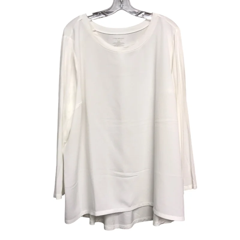 Warm Casuals Top Ls By Lane Bryant In White, Size:1X