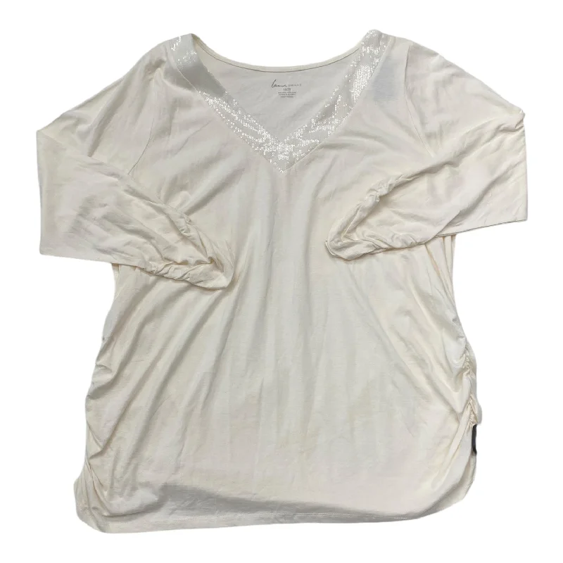 Trendy Basics Top Long Sleeve By Lane Bryant In Cream, Size: 1x