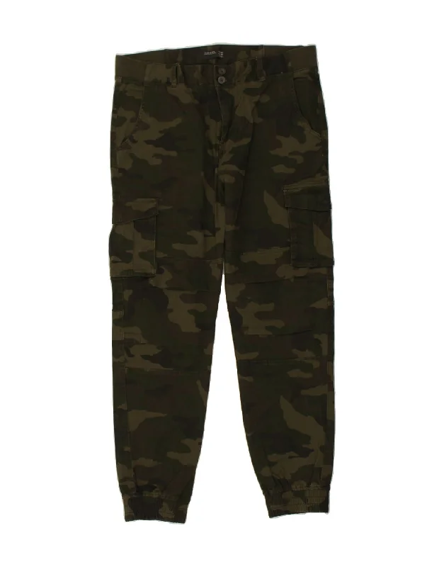 Casual Shorts TERRANOVA Mens Joggers Cargo Trousers W38 L31 Khaki Camouflage Cotton