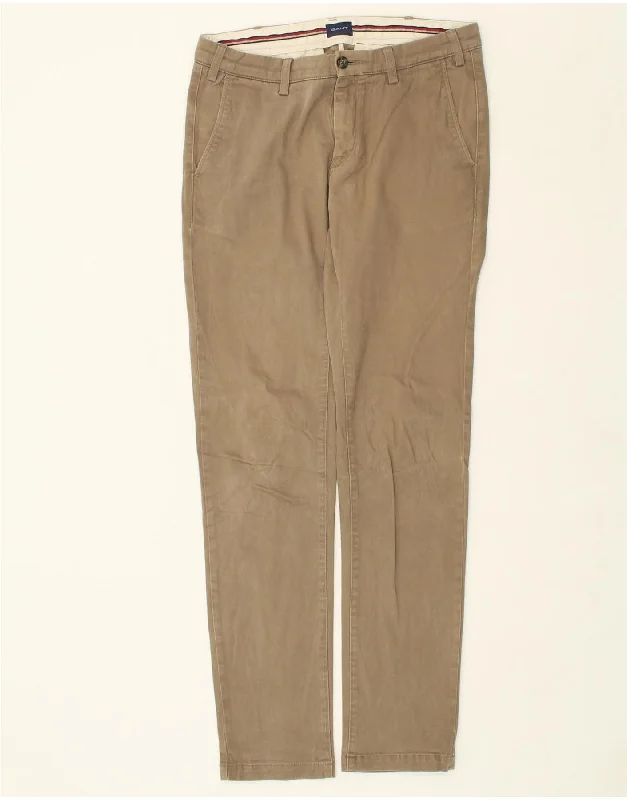 Relaxed Tops GANT Mens Slim Chino Trousers W31 L34 Beige Cotton