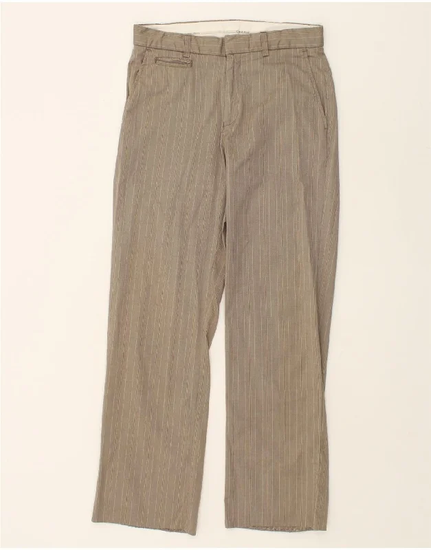 Easy Styles CALVIN KLEIN Mens Chino Trousers W29 L30 Beige Striped Cotton