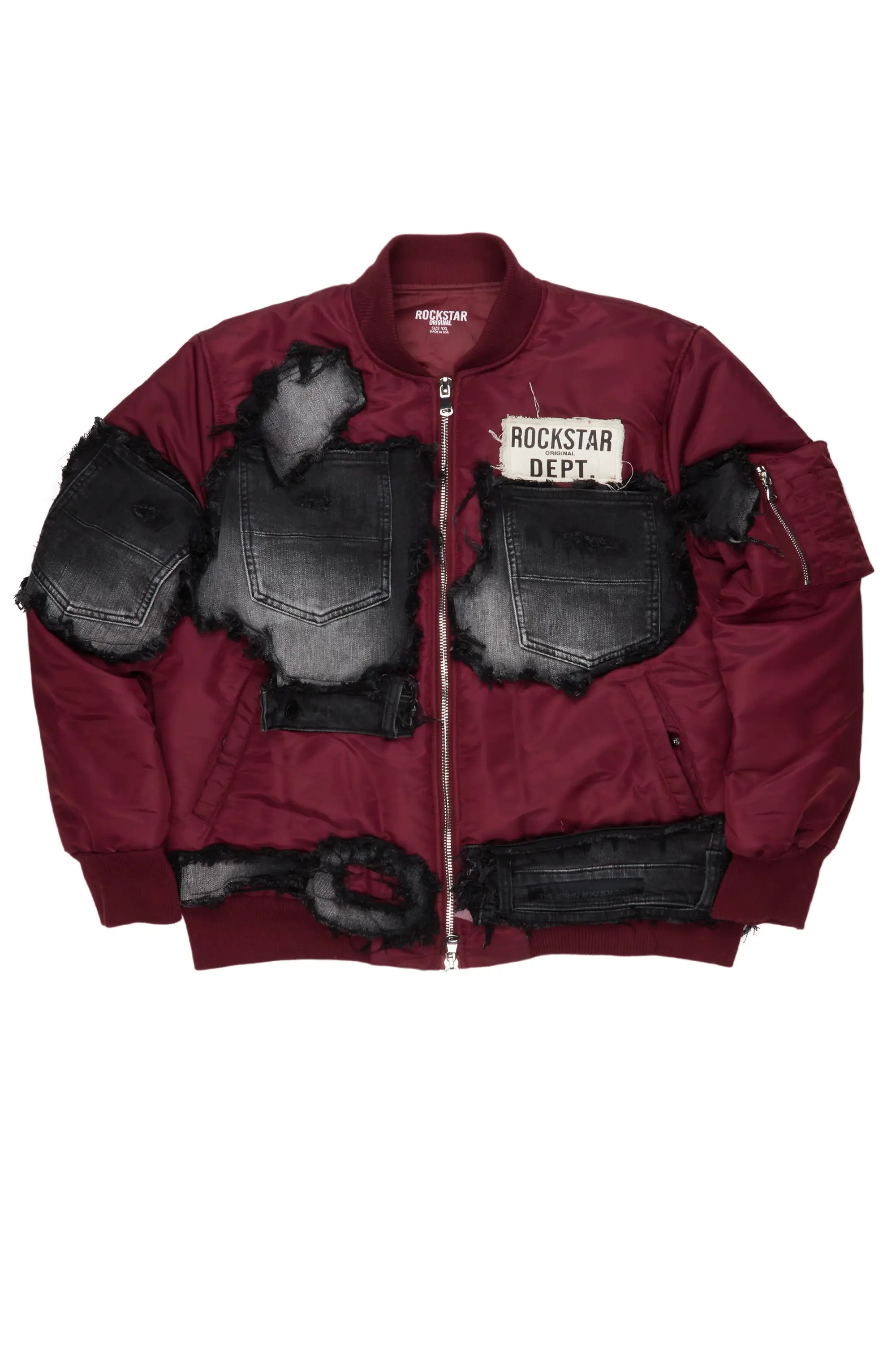 Casual Sneakers Xylo Burgundy Patchwork Bomber Jacket