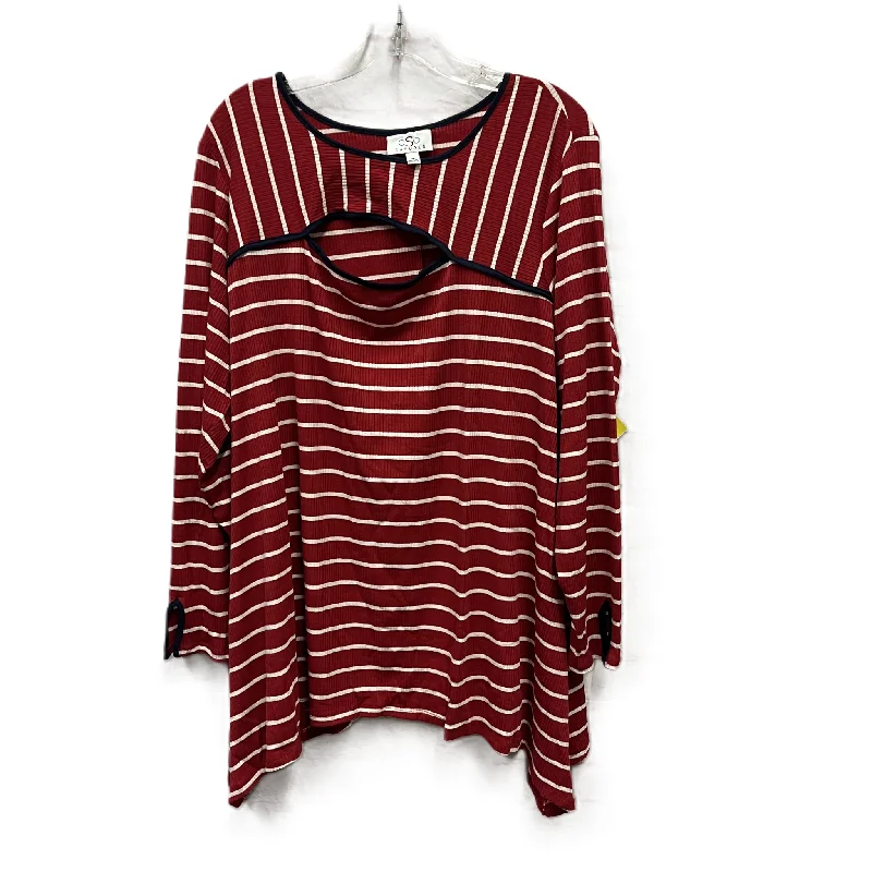 Urban Sweaters Top Long Sleeve By Cme In Red & White, Size: 3x