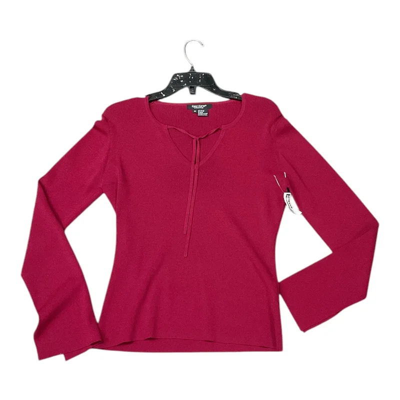 Relaxed Footwear Top Long Sleeve By Karen Kane In Burgundy, Size: M