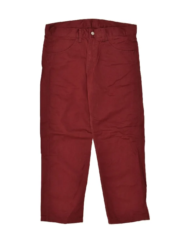 Fashion Sweaters CARHARTT Mens Straight Casual Trousers W34 L27 Burgundy Polyester