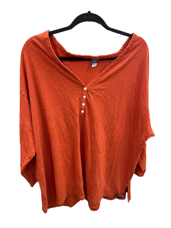 Sporty Looks Top Long Sleeve By Old Navy In Orange, Size: 2x