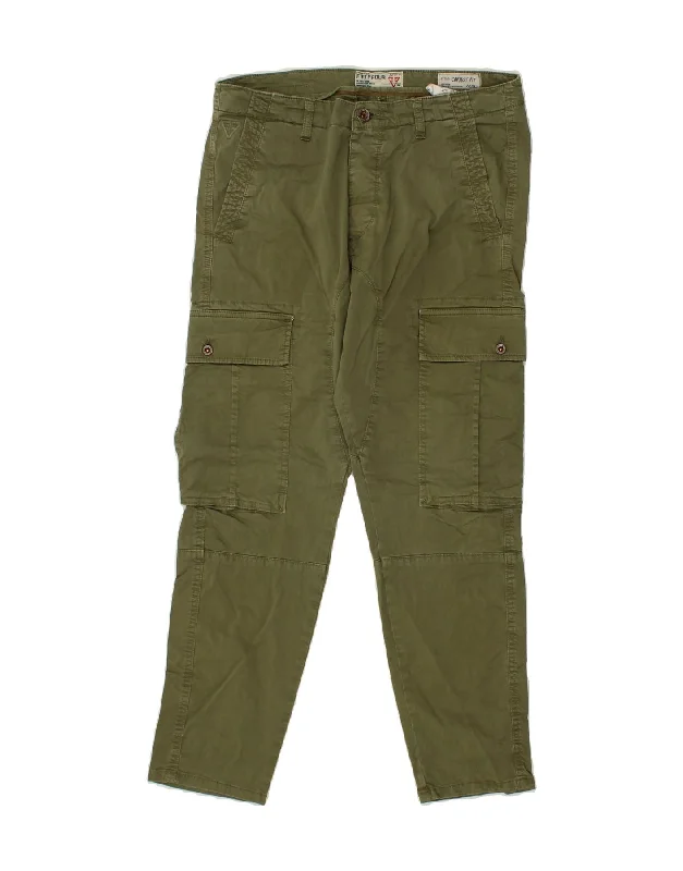 Casual Footwear FIFTY FOUR Mens Godel Tapered Cargo Trousers W32 L27  Green Cotton