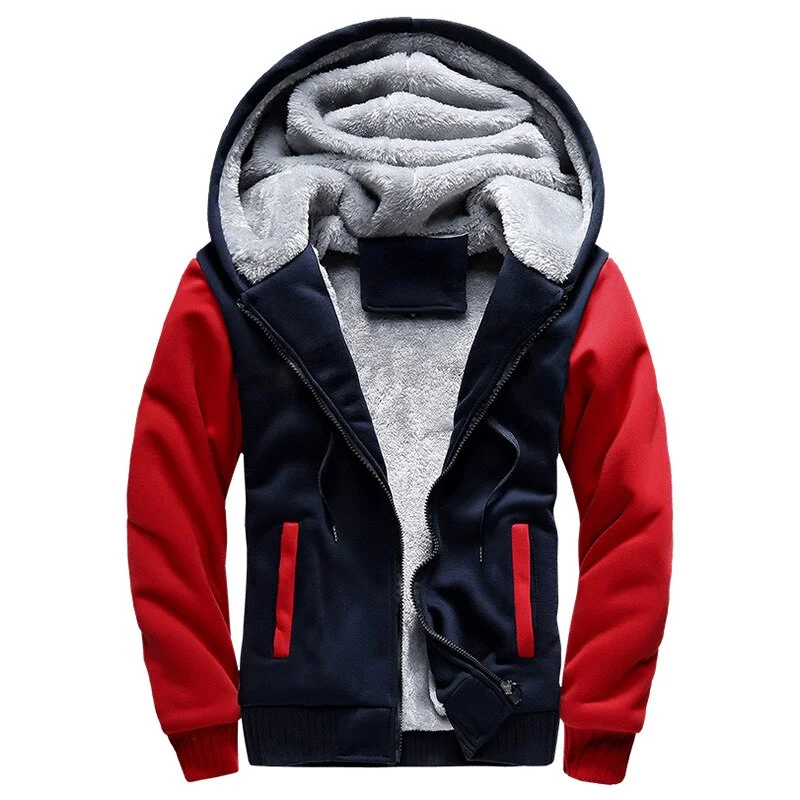 Smart Footwear Men's Jackets Winter Plus Velvet Thickening Coat Hooded Sports Sweatshirt Male Baseball Uniform Jacket Zipper Male Hoodie