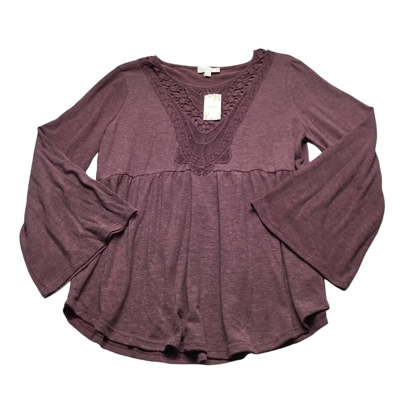 Classic Shirts Top Long Sleeve By Suzanne Betro In Purple, Size: 1x