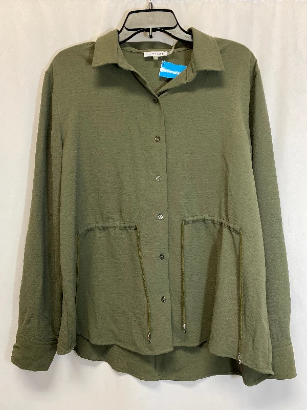 Sporty Accessories Top Long Sleeve By Calvin Klein In Green, Size: S