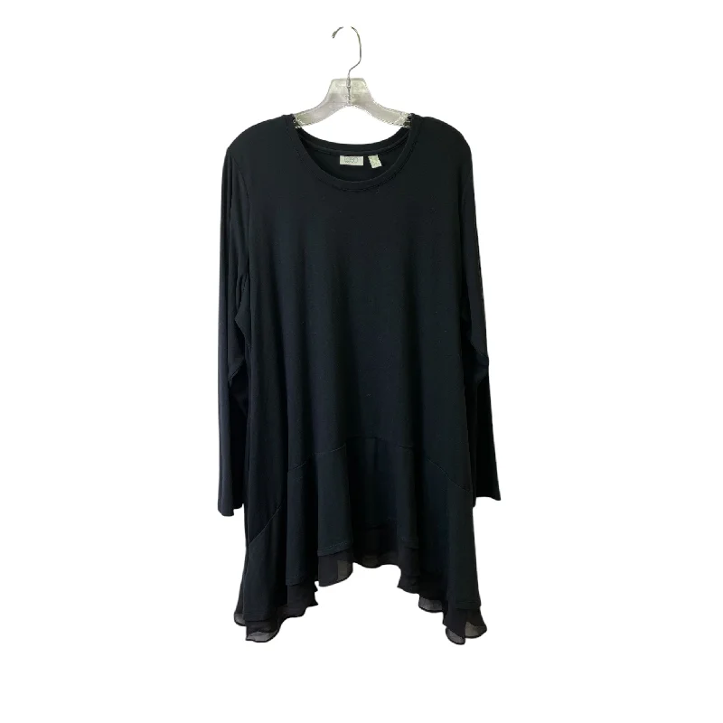 Elegant Pants Tunic 3/4 Sleeve By Logo In Black, Size:2X