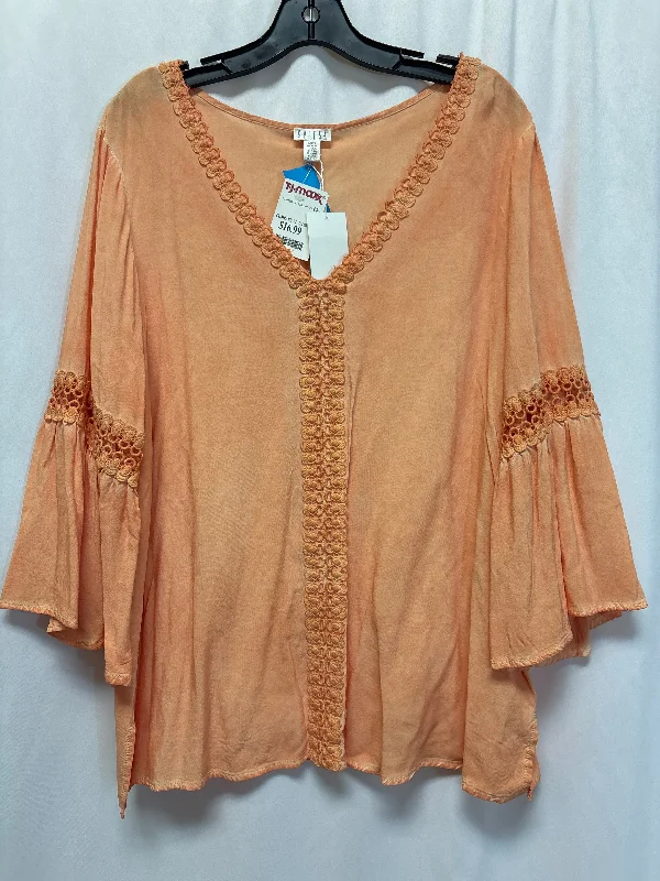 Practical Jackets Top Long Sleeve By Spense In Peach, Size: L