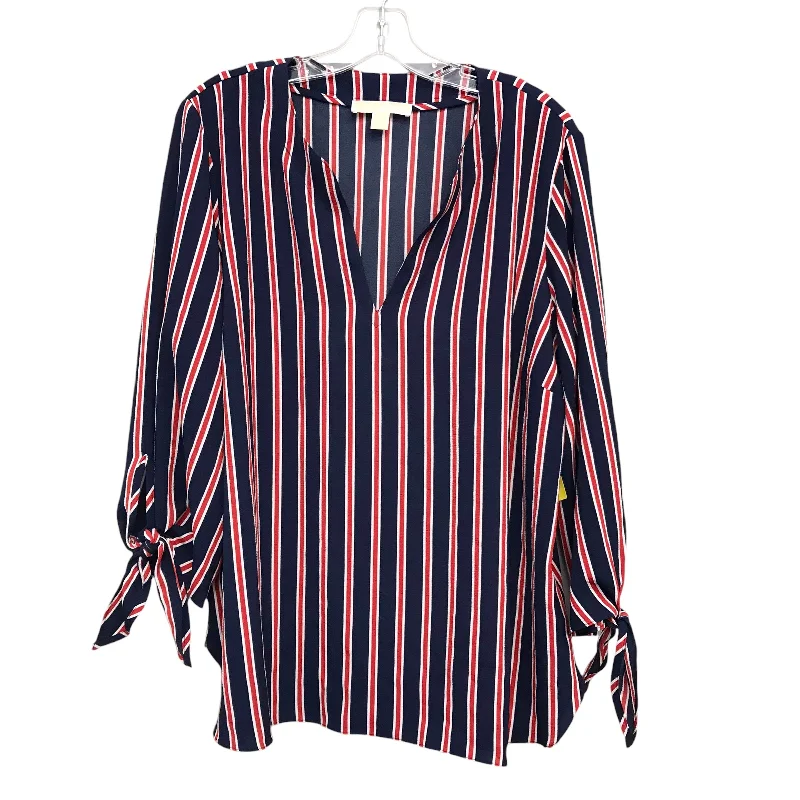 Classic Outerwear Top 3/4 Sleeve By Michael By Michael Kors In Blue & Red & White, Size:Xl