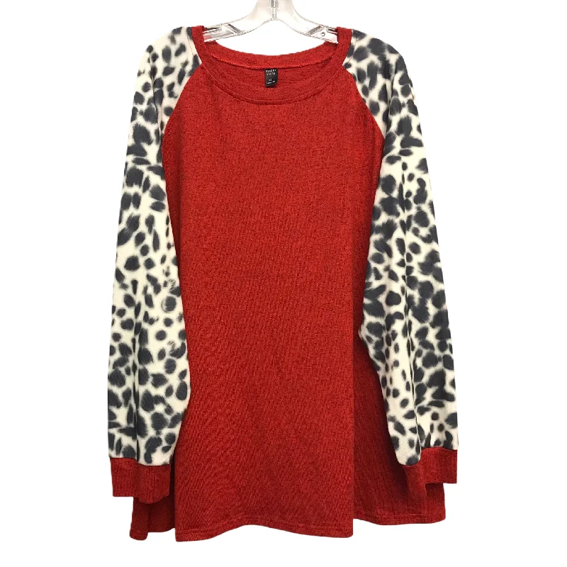 Warm Casuals Top Long Sleeve By Emery Rose In Red, Size: 4x