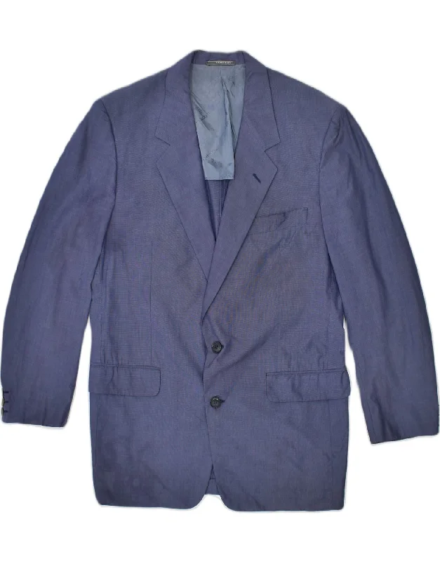 Fashion Accessories TRUSSARDI Mens 2 Button Blazer Jacket IT 48 Medium Blue Cotton