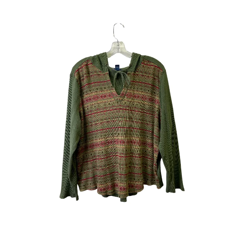 Fashionable T-shirts Top Ls By Chaps In Green, Size:3X