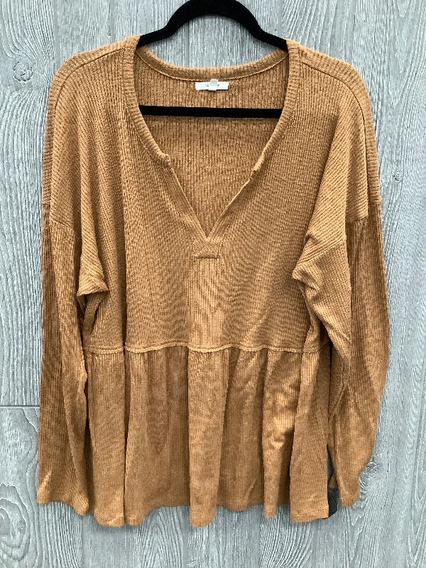 Smart Outfits Top Long Sleeve By Maurices In Brown, Size: Xl