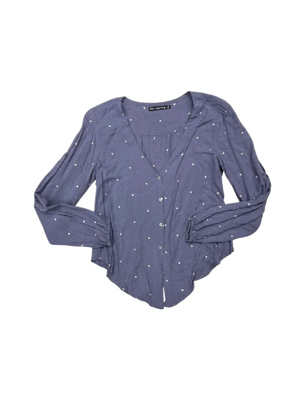 Casual Sneakers Top Long Sleeve By Abercrombie And Fitch In Blue & White, Size: S