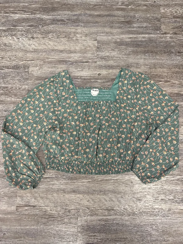 Relaxed Sweaters Top Long Sleeve By Arula In Green, Size: 1x