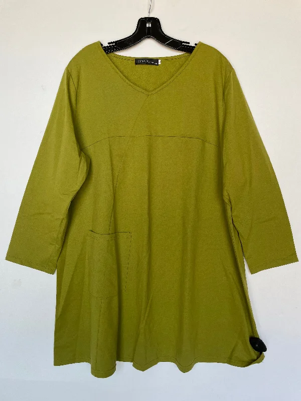 Smart Footwear Top Long Sleeve By Zanzea In Green, Size: 3x