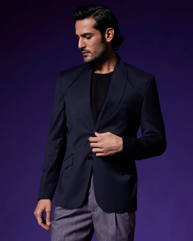 Street Styles The Nocturna Shawl Collar Blazer - Navy