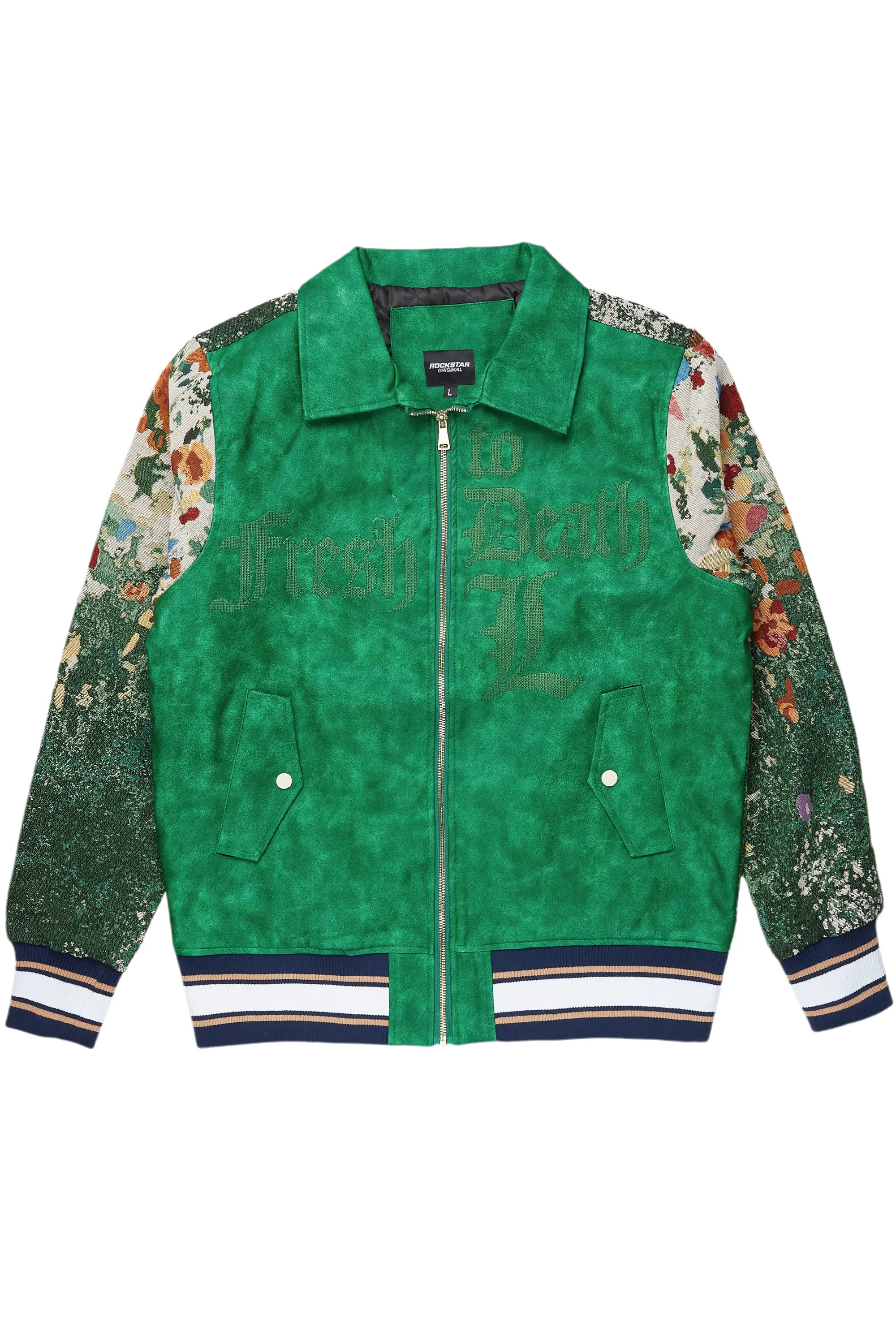 Relaxed Tops Cargan Green Tapestry Jacket