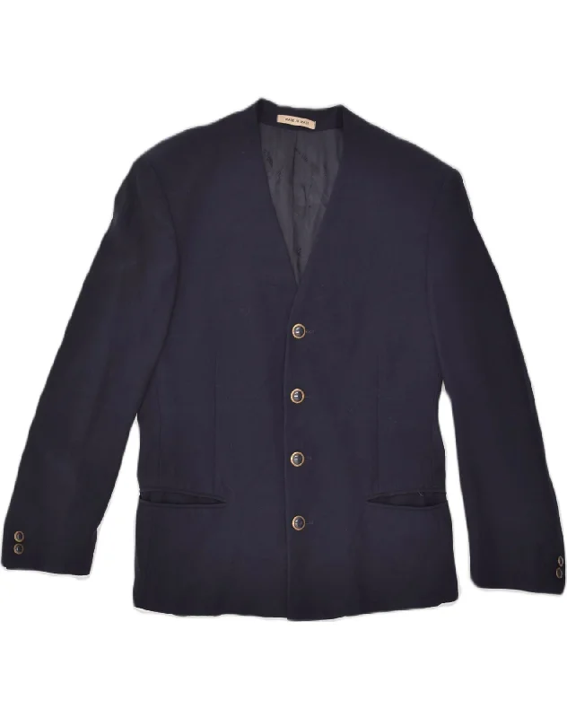 Weekend Wear CARLO PIGNATELLI Mens 4 Button Blazer Jacket IT 46 Small Navy Blue Wool