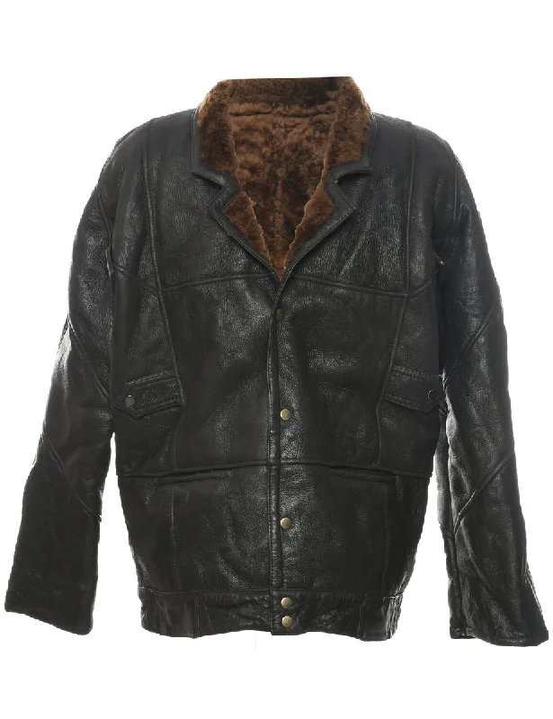 Comfortable Suits Dark Brown Shearling Leather Jacket - XL