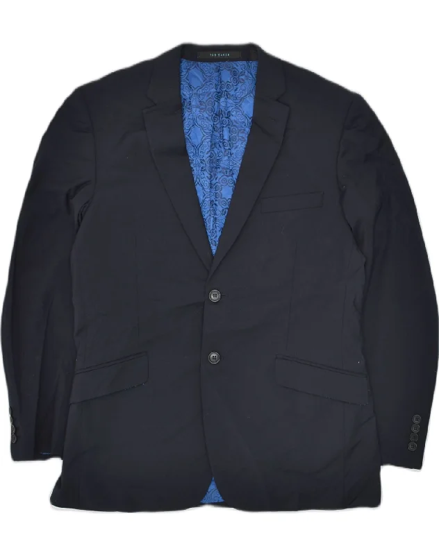 Trendy Basics TED BAKER Mens 2 Button Blazer Jacket UK 38 Medium Navy Blue Cotton